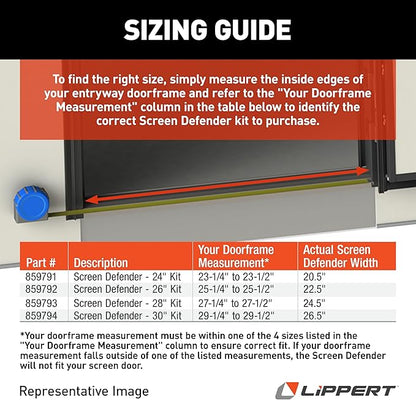 Lippert Components 859794 Screen Defender RV Entry Door Aluminum Screen Protector, 30-inch, Black