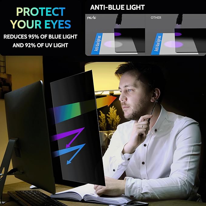 Peslv [2 Pack] 29 Inch Privacy Screen for Computer Monitor 21:9 Aspect Ratio, Eye Protection Anti Blue Light Glare Shield, 29inch Removable Black Blackout Anti Spy Desktop Security Private Filter