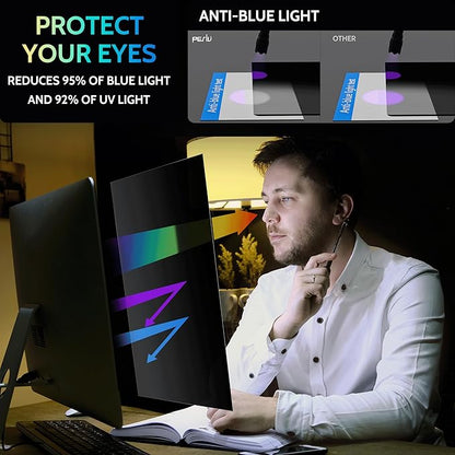 Peslv [2-Pack] 27 Inch Privacy Screen for Computer Monitor 16:9 Aspect Ratio, Eye Protection Anti Blue Light Glare Shield, 27inch Removable Black Blackout Anti Spy Desktop Security Private Filter