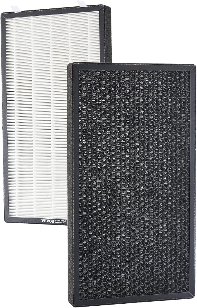 VEVOR Air Purifier Replacement Filter, H13, 2-in-1 Compact & Lightweight Replacement Filter with Non-Woven Fabric, Easy-to-Install Purifier Filter with Activated Carbon, Fit for Square Purifier