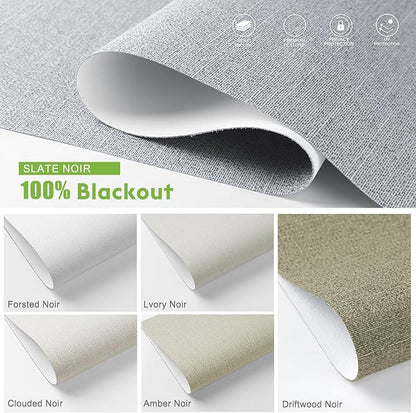Motorized Blinds with Remote，100% Blackout Smart Blinds Motorized Roller Shades Compatible with Alexa Automatic Blinds for Windows Electric Window Blinds Customized Size Slate Noir