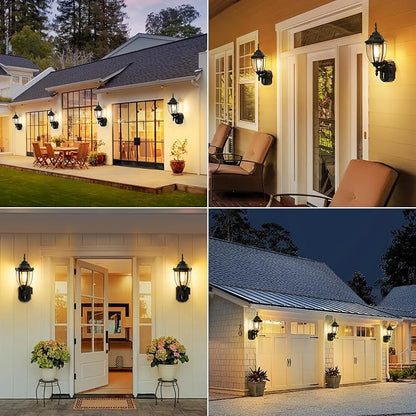 Porch Lights with Outlet, Motion Sensor Outdoor Lights, 2 Pack