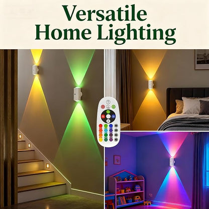 4 Pack Rechargeable Dynamic RGB LED Wall Lamp, Motion-Sensing Step Lights with Remote Control, 1200mAh Battery, Dimmable, Magnetic Mount for Staircase, Hallway, Bedroom, Kitchen, Bar