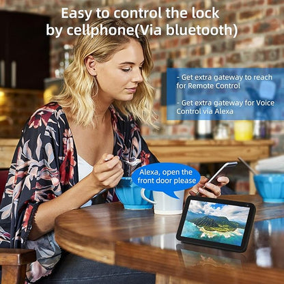 Keyless Entry Door Lock Handle: SMONET Smart Front Door Lock Set Alexa Deadbolt Locks with Handle Bluetooth Electronic Digital Keypad with APP Voice Control Keyfob Auto for Home