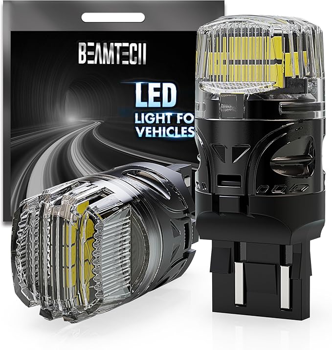 BEAMTECH 7440 7443 LED Bulbs for Reverse Lights, 6500K White Super Bright 7441 992 T20 W21W 7444 LED for Back Up Tail Brake Parking Lights, Pack of 2