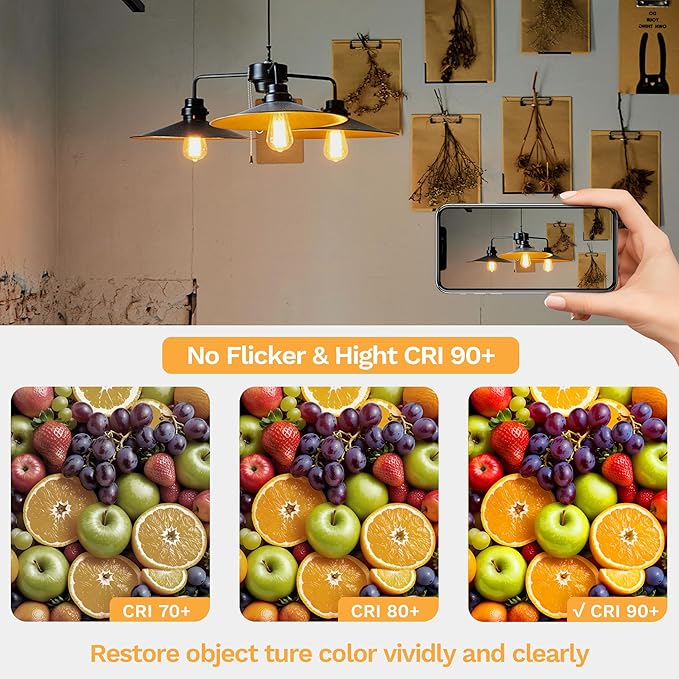 Edison Bulbs E26 Medium Base 2700K Soft White, 750LM ST19 Vintage LED Filament Bulb Clear Glass, Equivalent 75W Dimmable Lights Bulb 90+ CRI for Chandeliers, Pendants, Wall Sconces, 3 Pack