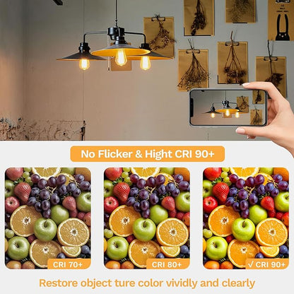Edison Bulbs E26 Medium Base 2700K Soft White, 750LM ST19 Vintage LED Filament Bulb Clear Glass, Equivalent 75W Dimmable Lights Bulb 90+ CRI for Chandeliers, Pendants, Wall Sconces, 3 Pack