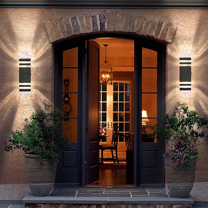 6 Pack Outdoor Lights, 14W IP65 3000K 1100LM Warm White Porch Lights, Aluminum for House Porch Patio Garage