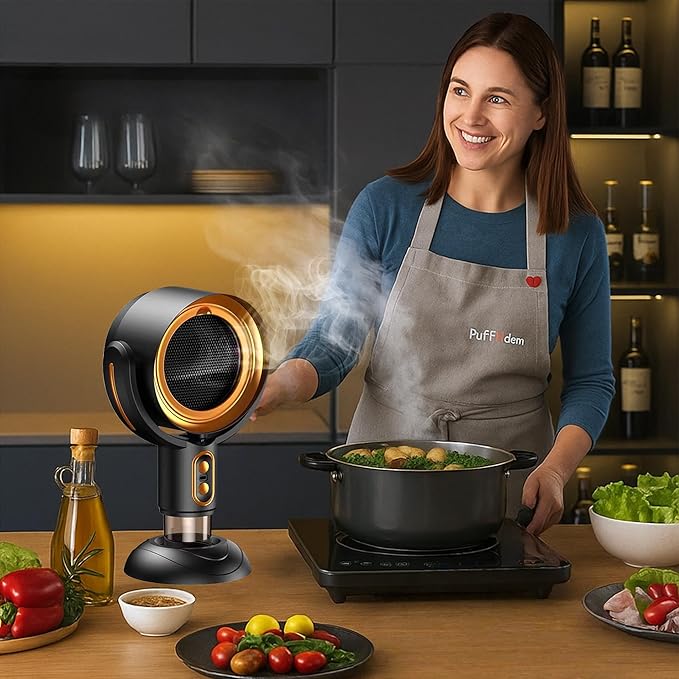 Puff Hide Fan Portable Exhaust fan, Removable Range Hood, Cooking Fume Purifier for and Washable Filter for Indoor BBQ,Hot Pot
