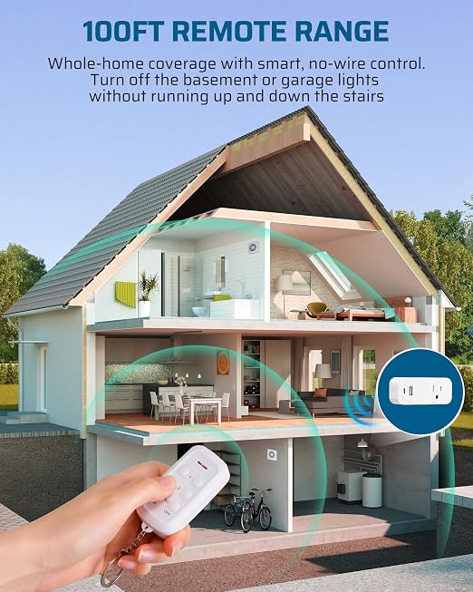 DEWENWILS Wireless Remote Control Outlet, USB-A+C & AC Outlet