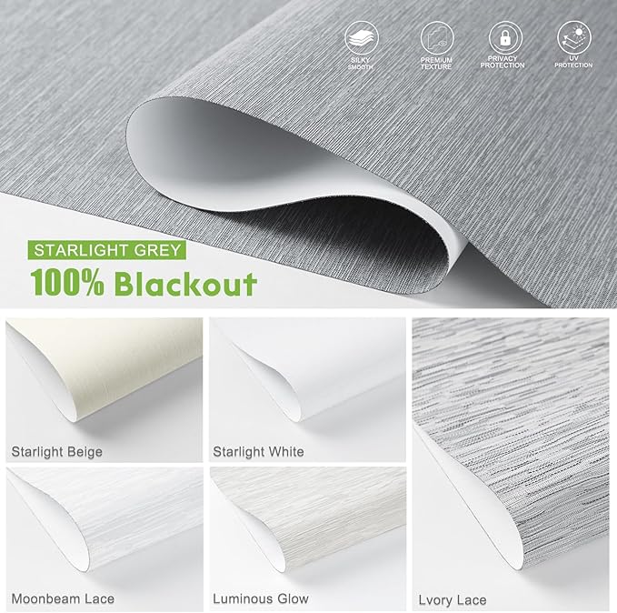 Motorized Blinds with Remote，100% Blackout Smart Blinds Motorized Roller Shades Compatible with Alexa Automatic Blinds for Windows Electric Window Blinds Customized Size Starlight Grey