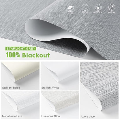 Motorized Blinds with Remote，100% Blackout Smart Blinds Motorized Roller Shades Compatible with Alexa Automatic Blinds for Windows Electric Window Blinds Customized Size Starlight Grey