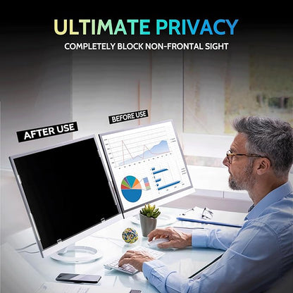 Peslv [2-Pack] 20 Inch Privacy Screen for Computer Monitor 16:9 Aspect Ratio, Eye Protection Anti Blue Light Glare Shield, 20inch Removable Black Blackout Anti Spy Desktop Security Private Filter