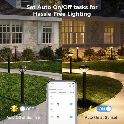 XMCOSY+ Smart Solar Pathway Lights, 150LM Motion Sensor Outdoor Lights, Waterproof, APP Control RGBCW Color Changing Garden Light for Yard Landscape Driveway, Compatible with Alexa, 6 Pack