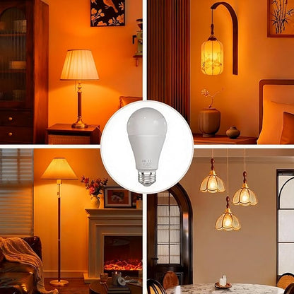 Amber Sleep Light Bulbs with Remote Control, 800LM 9W (60W Equivalent),Circadian Rhythm Light Bulb,Dim,1800K-6500K,E26,2.4G,Warm and Reading Light Bulb for Home Decor,2Bulb&1Remote
