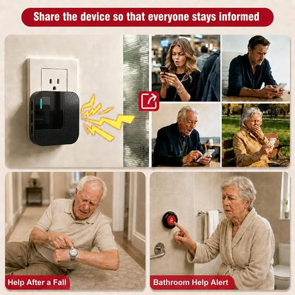 SanJie Wi-Fi Wireless Caregiver Pager Call Button for Elderly at Home - Alert Systems with App Remote Alerts & Device Sharing Suitable for Seniors & Patients and People with Disabilities