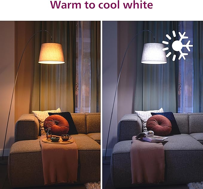 Philips Smart 100W A23 LED Light Bulbs 4-Pack - Connects to Your Wi-Fi - E26- Control with Voice or App + Activate with Motion - Matter Compatible