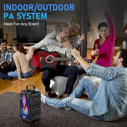 Dnil Portable Speaker with Voice Control, RGB Multi-Color Rhythm Light, Support TWS Pairing, Support USB/TF/FM/AUX Connection, Suitable for Home Party or Outdoor Use (Blue)