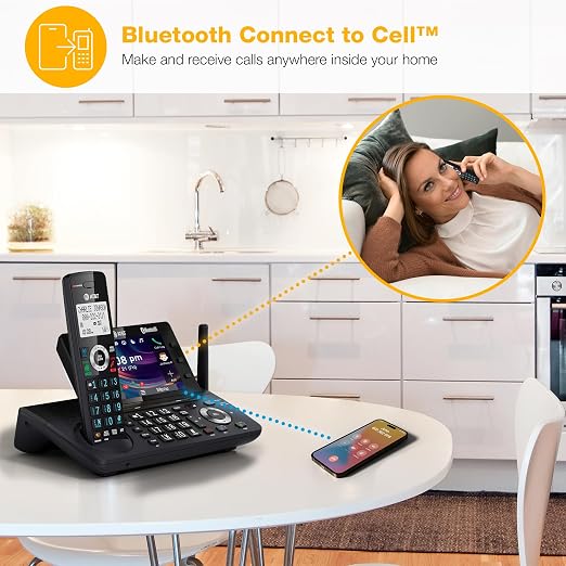 AT&T 2-Handset DECT 6.0 Cordless Home and Business Phone with Answering Machine, 5" Color Display, One-Touch Shortcut, Conference, Intercom, Smart Call Blocker, Bluetooth Connect to Cell: DLP73290