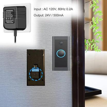 Doorbell Transformer, AC 24 Volt Transformer for Ring C Wire Adapter Thermostat Cord Compatible with Ring Doorbell, Wyze, Nest Ecobee, Honeywell, Eufy and Nest Hello Video Doorbells, Black