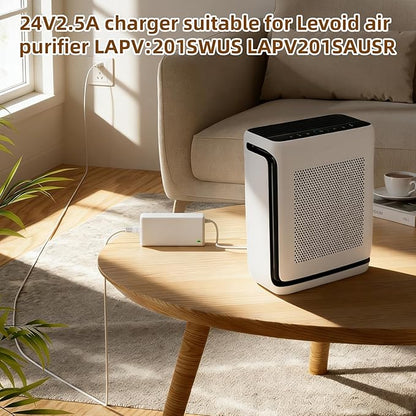 24V AC/DC Adapter Charger Compatible with Levoit Vital 200S LAP-V201S-WUS LAP-V201S-AUSR Smart True HEPA Levoit Air Purifier LAPV201SWUS LAPV201SAUSR Power Supply Cord（White）