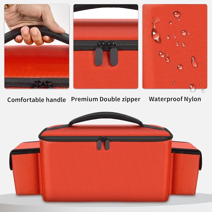 Air Compressor Bag for Milwaukee M18 Inflator 2848-20/2771-20 | Oxford Fabric, Dual Battery Pockets for 3.0-9.0Ah Packs, Accessory Organization for Garage and Vehicle, Red, Case Only