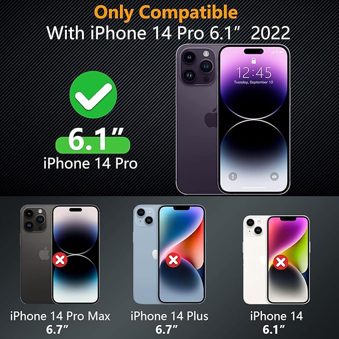 Fotbor for iPhone 14 Pro Privacy Screen Protector, [2 Pack] Privacy Screen iPhone 14 Pro, Anti Spy Private Full Coverage, Shockproof Anti-Scratch 9H Tempered Glass, iPhone 14 Pro Accessories 6.1 Inchd