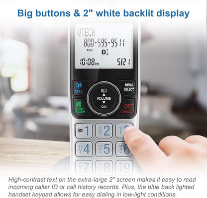 VTech VS112-3 DECT 6.0 Bluetooth 3 Handset Cordless Phone for Home with Answering Machine, Call Blocking, Caller ID, Intercom and Connect to Cell (Silver & Black)