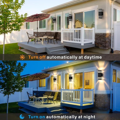 Dusk to Dawn Outdoor Wall Lights, 2 Pack Up and Down Outdoor Lights for House, Waterproof Aluminum Exterior Lighting Fixtures for Porch Garage