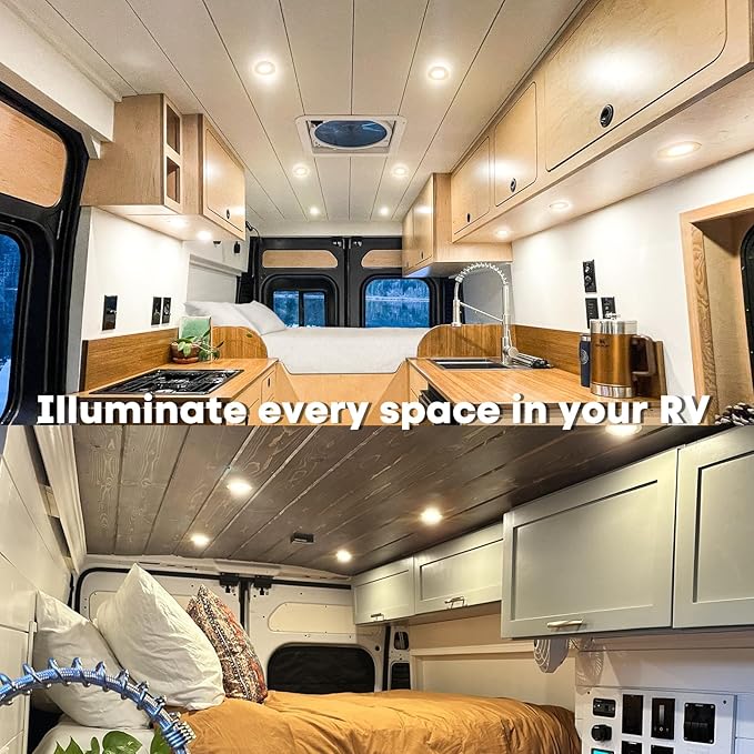 acegoo RV Recessed Ceiling Light 2-3/4” Full Aluminum 12V Dimmable LED Puck Light for Campervan Truck Caravan Boat Roof Under Cabinet Lighting, Flush Mount Cutout 2-1/4" (Sliver,Cool White) 4 Pack