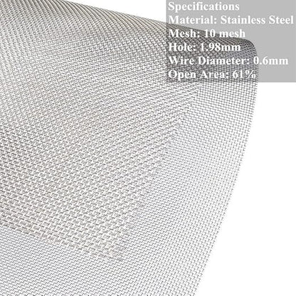 TIMESETL 2 Pack 304 Stainless Steel Woven Wire 10 Mesh, 12"x24" (30cmx60cm) Cabinets Wire Guard Screen Metal Security Mesh Window Screen Net