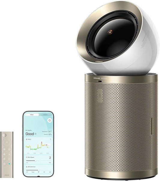 Dreame Smart Air Purifier for Home Large Room, Cleans 7,534 ft² in One Hour with 4 Filters, Dual-way Air Oulets, Al Tracking, Air Quality Monitor with 7 Sensors, 3-in-1 Purifier, Heater & Fan, PM20