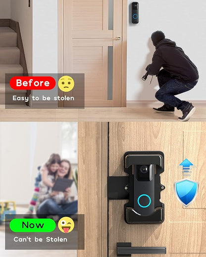 COOLWUFAN Anti-Theft Video Doorbell Mount, Adjustable Height(3.7’’-5.1’’), Compatible with Most Brand Video Doorbell, No-Drill Mounting Bracket for Most Brand Video Bell