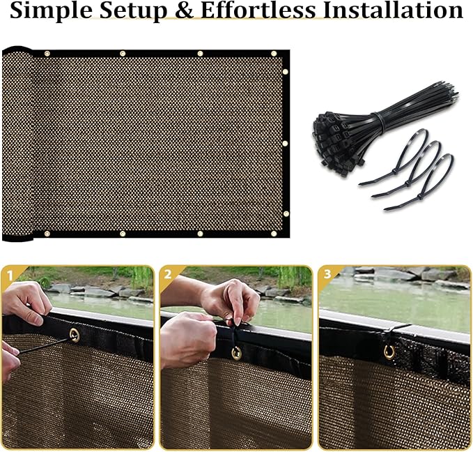 Shade&Beyond 3'x33' Brown Privacy Screen Fence Cover 170 GSM Fencing Mesh Fence Panel for Wall Garden Yard Backyard Indoor Outdoor Home Decoration