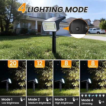 Fabrito 8 Pack Solar Spot Lights Outdoor Waterproof IP67, [108 LEDs, 4 Modes] Dusk to Dawn Spotlights for All Night, 2-in-1 Solar Landscape Lights for Garden, Yard, Tree, Pool, Cool White