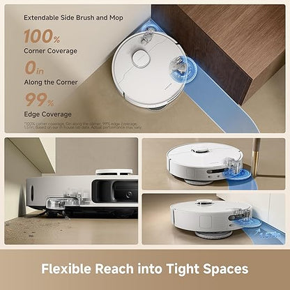 DREAME L40 Ultra Gen 2 Robot Vacuum and Mop with 25,000Pa Suction, Extendable Side Brush and Mop, All-in-One Self-Emptying & Cleaning Dock, Voice & App Control, White
