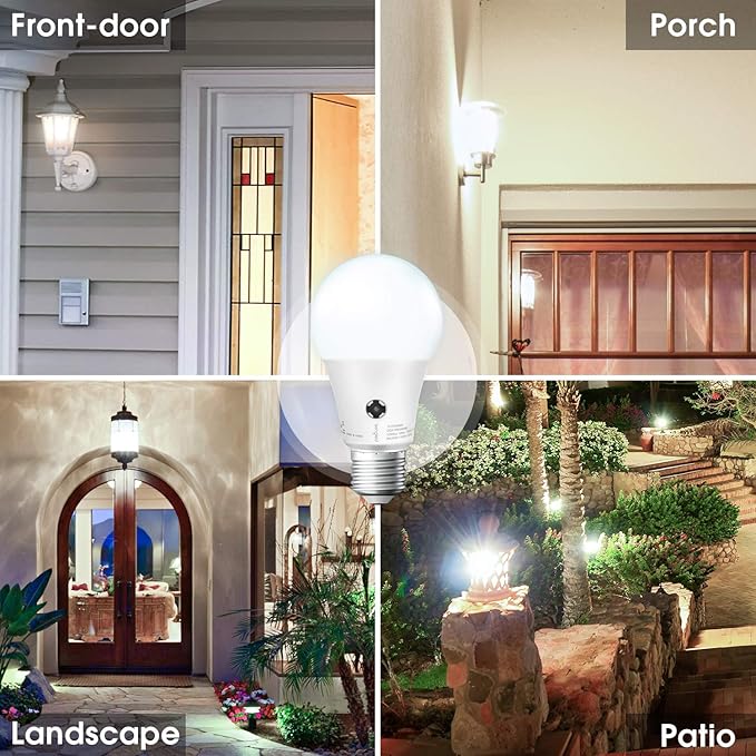 Sengled Dusk to Dawn Light Bulbs Outdoor, 5000K Daylight A19 LED Bulb 75W Watt Equivalent(10.5W), Automatic LED Dusk to Dawn Light Bulbs for Front Porch 6 Pack, Outdoor Indoor, UL Listed,