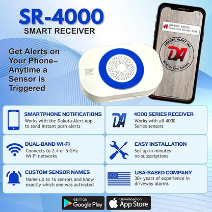 Dakota Alert Smart Solar Break Beam 4000 Wi-Fi Driveway Alarm with App