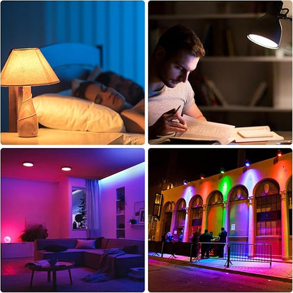 Rechargeable Light Bulb with Remote Control: E12 Wireless LED Bulbs 3 Color Temperatures + 12 RGB Colors, Timer Magnetic Puck Light for Sconces and Lamp, 2000mAh Battery Powered USB Charging, 2pcs
