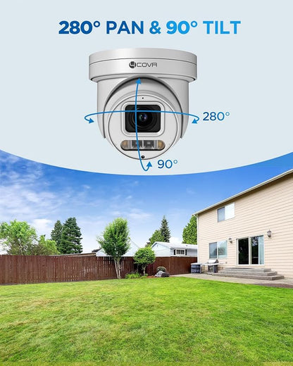 4COVR PoE PTZ Security Camera System 8 Channel 4K, 8X 8MP IP PTZ Camera Two Way Audio, 280? Pan 90? Tilt 5X Optical Zoom, Smart Color Night Vision, Human Vehicle Detection, NVR 2TB HDD, LY5XCP8M0808
