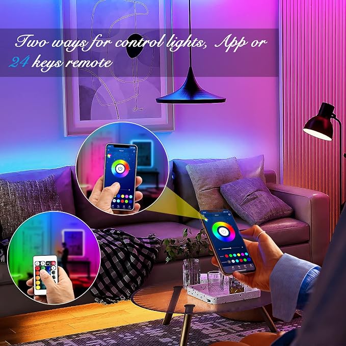DAYBETTER Led Strip Lights Smart with App Control Remote, 2835 RGB for Bedroom, Music Sync Color Changing for Room Party 200 ft (2 Rolls of 100 ft)