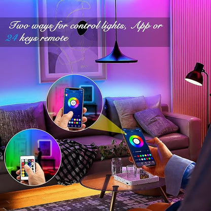 DAYBETTER Led Strip Lights Smart with App Control Remote, 2835 RGB for Bedroom, Music Sync Color Changing for Room Party 200 ft (2 Rolls of 100 ft)