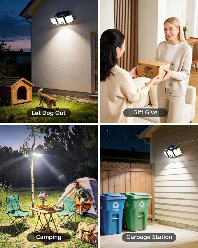 Brightown 4 Pack Solar Flood Outdoor Lights with Motion Sensor 3 Modes