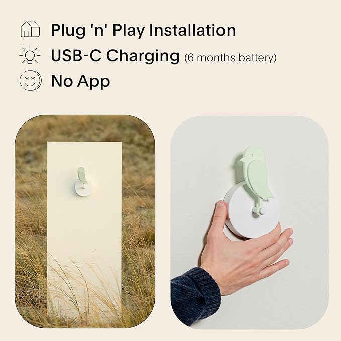 Birdie 2.0 - Design Indoor CO2 Monitor for House Burping - Air Quality Meter for Home & Office -Visual Air Quality Sensor for Fresh Air - Wall Mounted -Swiss Sensor Technology-Meadow, FullBirdie