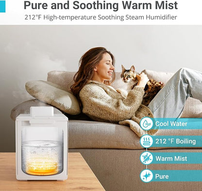 Livatro 3L Stainless Steel Humidifiers for bedroom with Warm Mist Steam