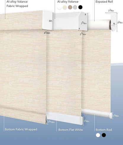 Motorized Blinds Compatible with Alexa Google 100% Blackout Smart Blind Automatic Window Roller Shades Remote Control Custom Size Jacquard Beige