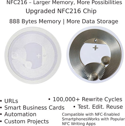 DAMILA NFC216 Anti-Metal NFC Tags with Holographic Labels, 10 Pack