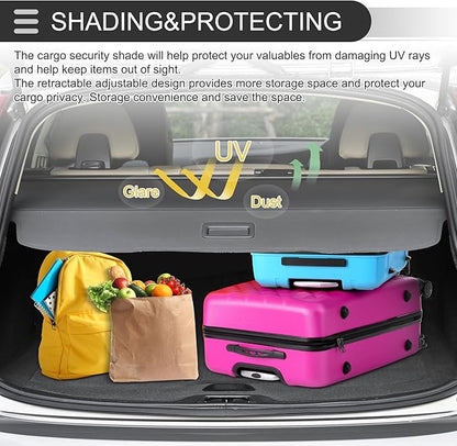 Motoforti Car Trunk Retractable Cargo Cover for Honda CRV 2012-2016 Rear Trunk Parcel Shelf Luggage Security Shield Shade, Canvas, Black Carbon Fiber Pattern