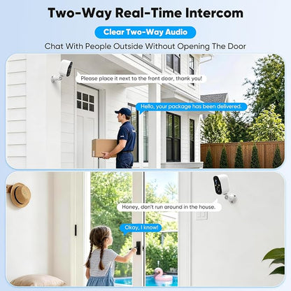 4PACK Wireless Outdoor Security Camera, 4MP FHD WiFi Cameras | Cloud & Local Storage,Color Night Vision, Battery Powered, Motion Detection, 2-Way Audio, IP65, Compatible with Solar Panel
