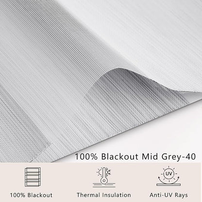 Bringnox Smart Motorized Zebra Roller Blinds - 100% Blackout, Remote Control, Works with HomeKit, Google Home & Alexa via Hub, Custom Size(100% Blackout Mid Grey-40)
